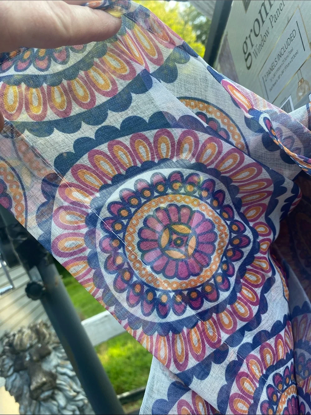 Maya Purple and Pink Medallion Grommet Curtain Panels Pair 76x84